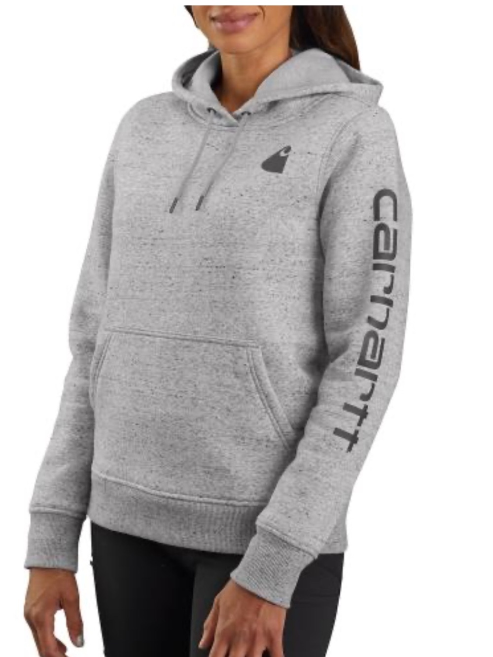 Carhartt Women's Heather Gray Pullover Hoodie with Logo Sleeve SIZE XL